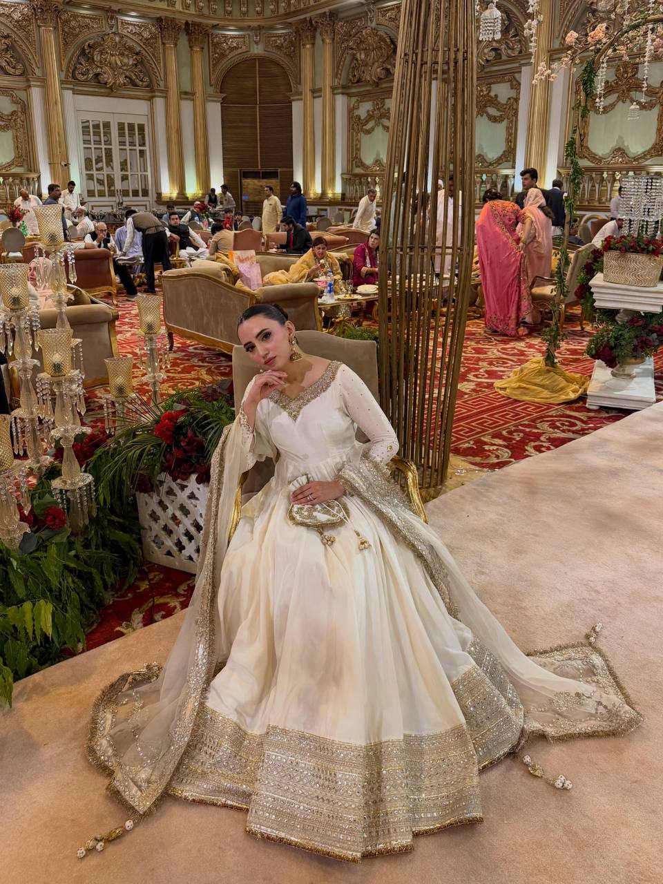 Mahira Vichitra Anarkali Suit with Thread & Sequin Work, Micro Cotton Pant & Organza Dupatta