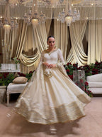 Mahira Vichitra Anarkali Suit with Thread & Sequin Work, Micro Cotton Pant & Organza Dupatta