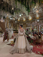 Mahira Vichitra Anarkali Suit with Thread & Sequin Work, Micro Cotton Pant & Organza Dupatta