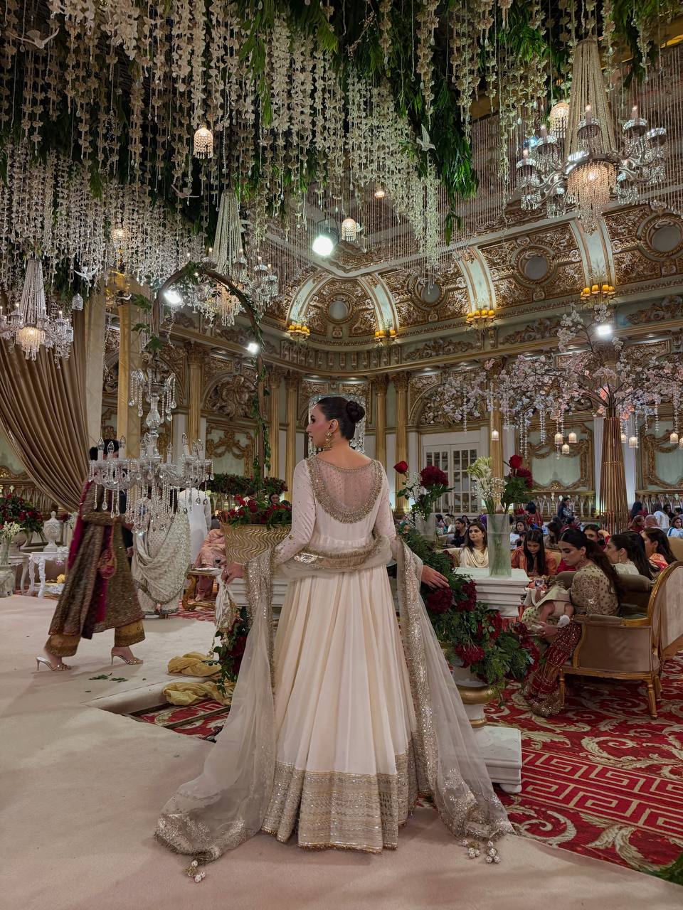 Mahira Vichitra Anarkali Suit with Thread & Sequin Work, Micro Cotton Pant & Organza Dupatta