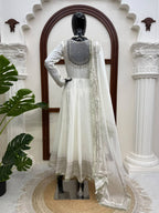 Mahira Vichitra Anarkali Suit with Thread & Sequin Work, Micro Cotton Pant & Organza Dupatta