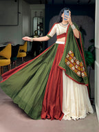 Meher Navratri 2026 Pure Cotton Gamthi Work Lehenga Choli with 8 Meter Flair, Gotta Patti Lace & Designer Dupatta