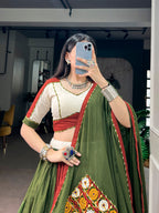 Meher Navratri 2026 Pure Cotton Gamthi Work Lehenga Choli with 8 Meter Flair, Gotta Patti Lace & Designer Dupatta