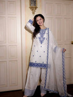 Designer Rayon Cotton Suit with Embroidered Farshi Pant & Silk Dupatta