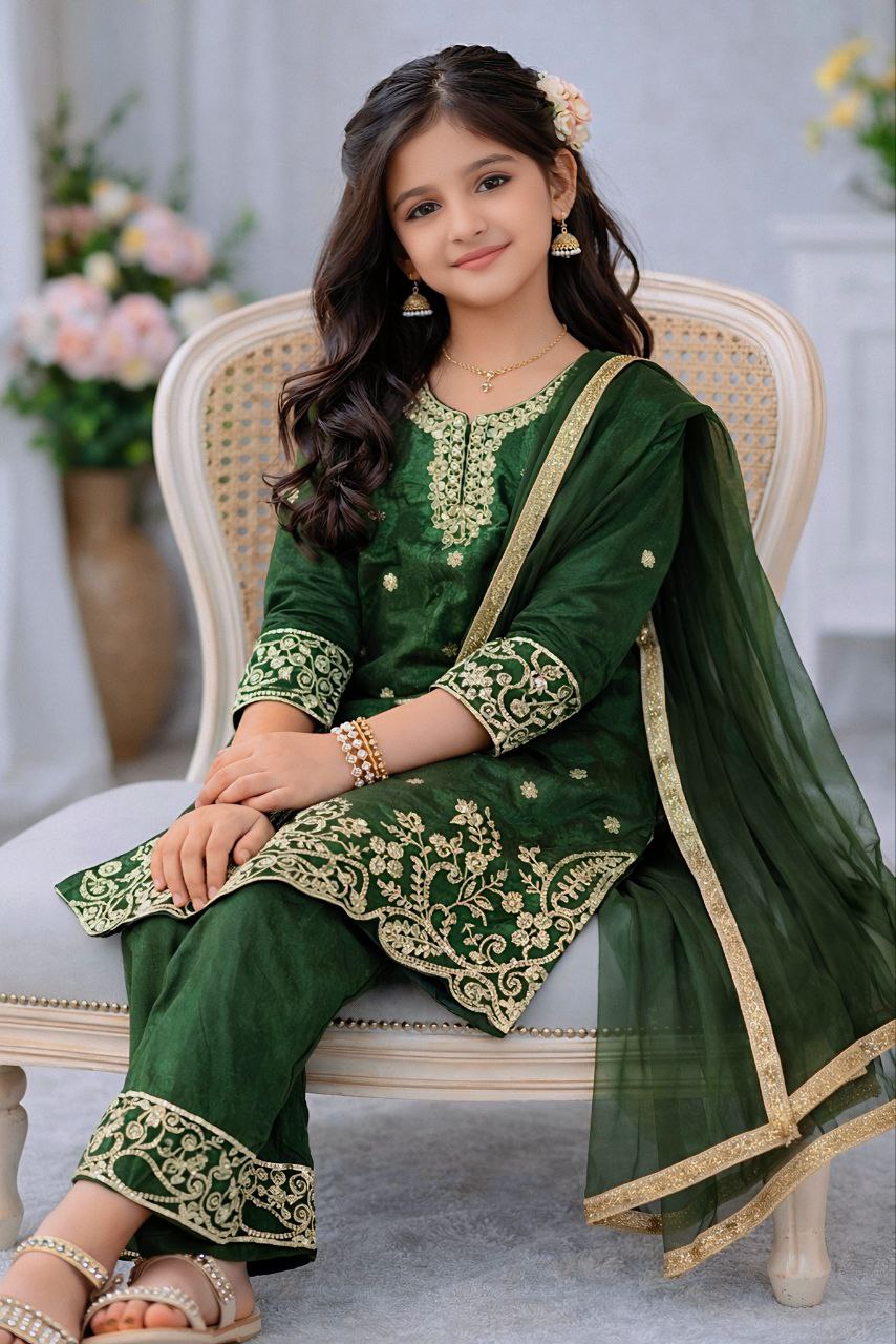 Zivara GMY Silk Sequins Embroidered Palazzo Suit with Dupatta