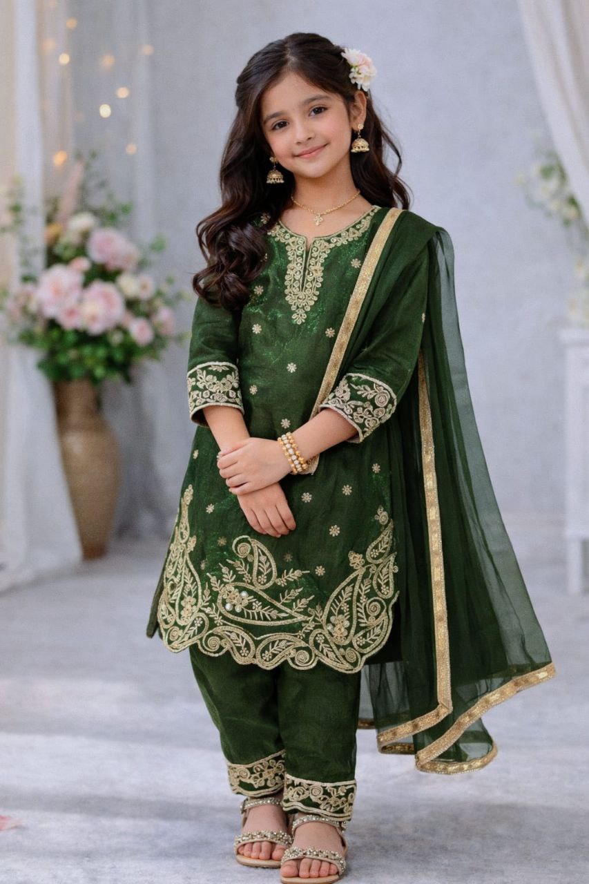Zivara GMY Silk Sequins Embroidered Palazzo Suit with Dupatta