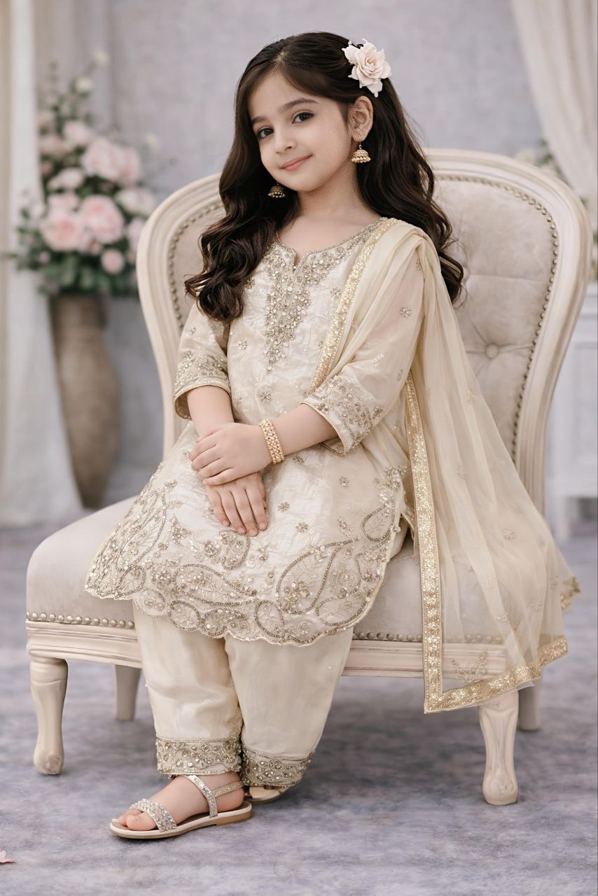 Zivara GMY Silk Sequins Embroidered Palazzo Suit with Dupatta