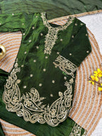 Zivara GMY Silk Sequins Embroidered Palazzo Suit with Dupatta