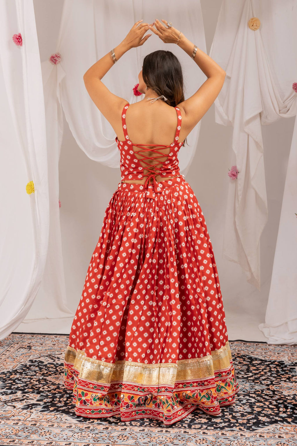 Navaratri 2026 Pure Cotton Lehenga Choli Set, Digital Print & Mirror Work, Kodi Lace Blouse with Pearl Dupatta, Garba Festive Wear