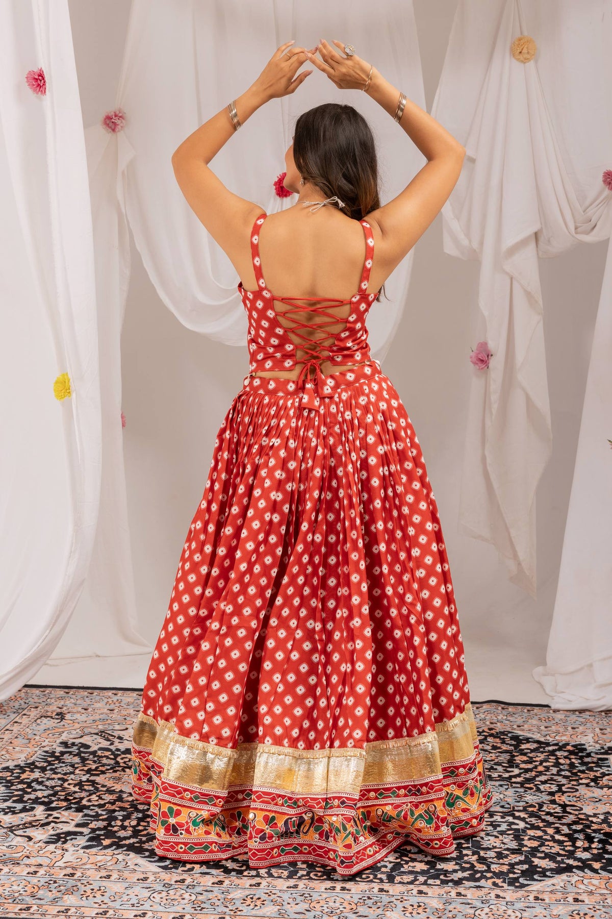 Navaratri 2026 Pure Cotton Lehenga Choli Set, Digital Print & Mirror Work, Kodi Lace Blouse with Pearl Dupatta, Garba Festive Wear