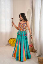 Eshaal Heavy Rayon Designer Lehenga Choli with Fancy Lagdi Patta Lace Mirror Work Blouse