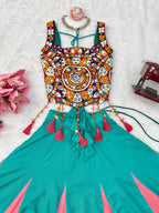 Eshaal Heavy Rayon Designer Lehenga Choli with Fancy Lagdi Patta Lace Mirror Work Blouse