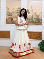 Gulnaar Navratri 2026 Pure Cotton Hand-Printed Lehenga Choli with Embroidered Koti, 7 Meter Flair & Lace Detailing