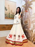 Gulnaar Navratri 2026 Pure Cotton Hand-Printed Lehenga Choli with Embroidered Koti, 7 Meter Flair & Lace Detailing