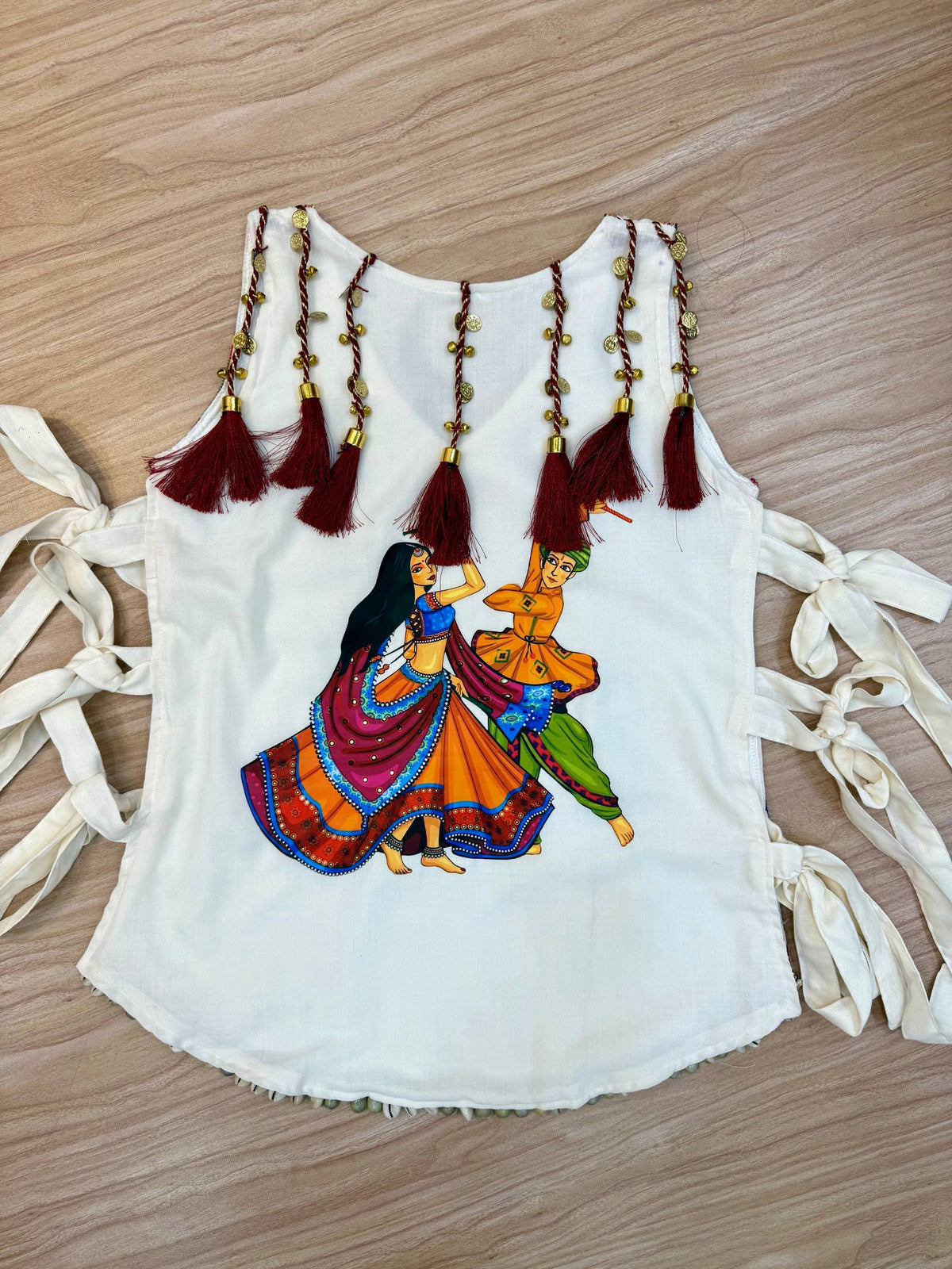 Gulnaar Navratri 2026 Pure Cotton Hand-Printed Lehenga Choli with Embroidered Koti, 7 Meter Flair & Lace Detailing