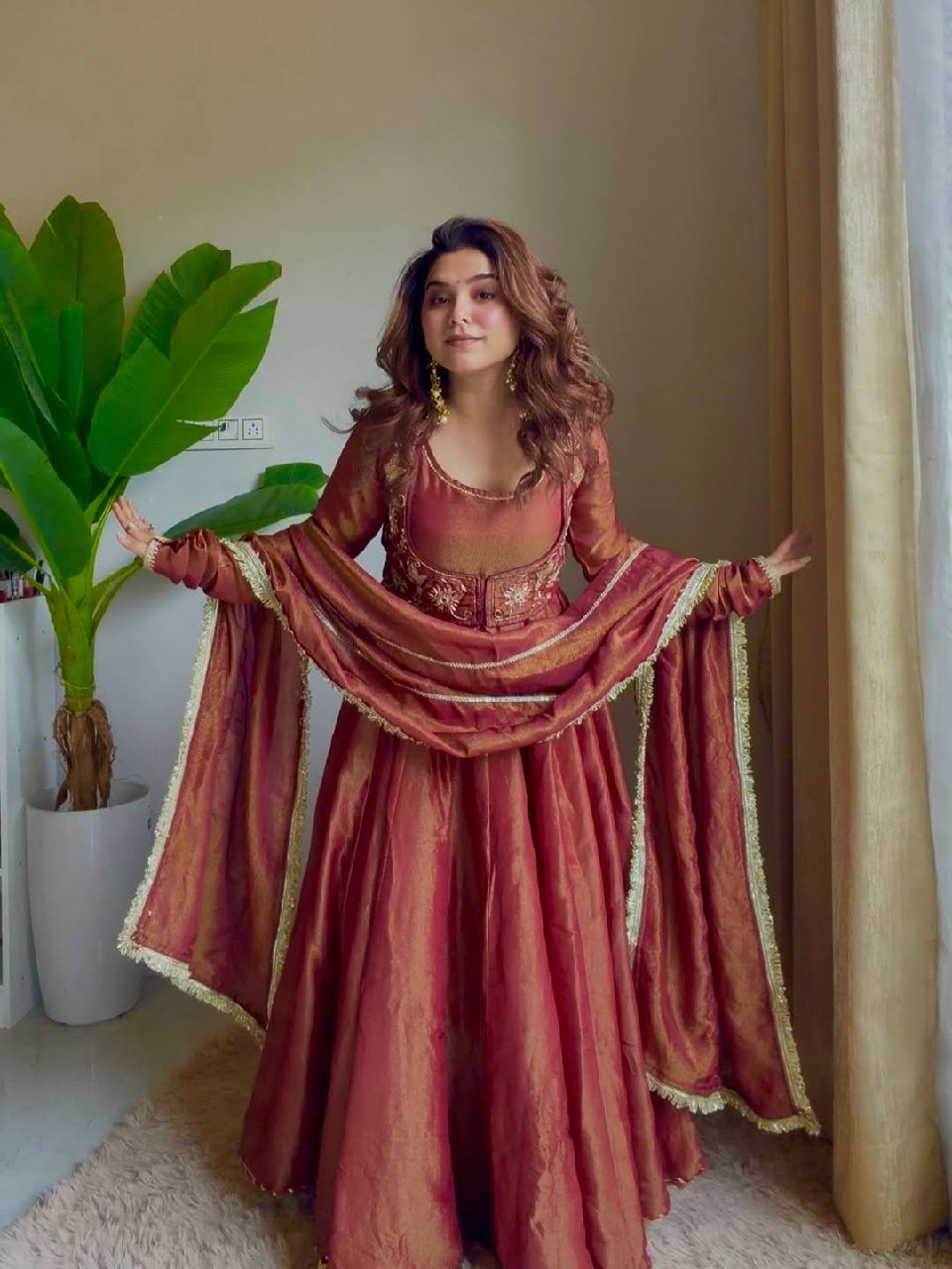 Designer Maxi Anarkali Suit Set | Heavy Cosmos Silk Sequins Embroidery with Koti, Pant & Dupatta | Party & Festive Wear