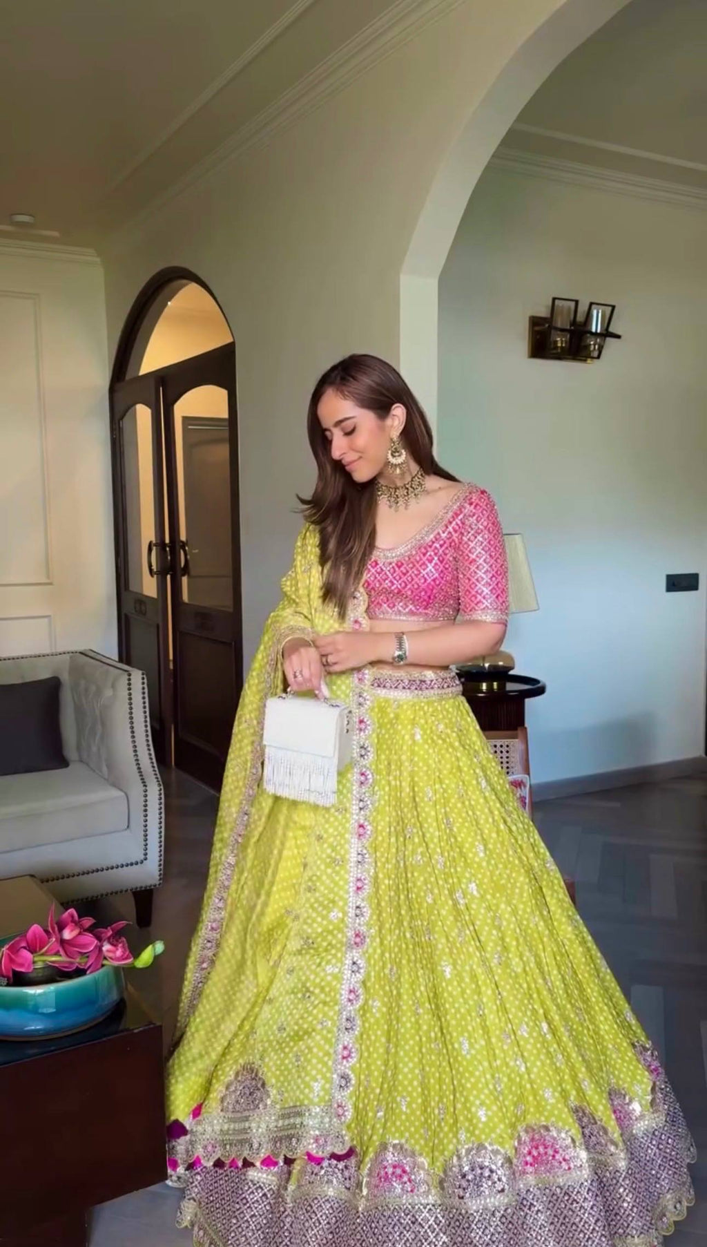 Vihana Gaji Silk Sequin Lehenga Choli with Dori & Thread Work, Thai Silk Blouse and Designer Dupatta