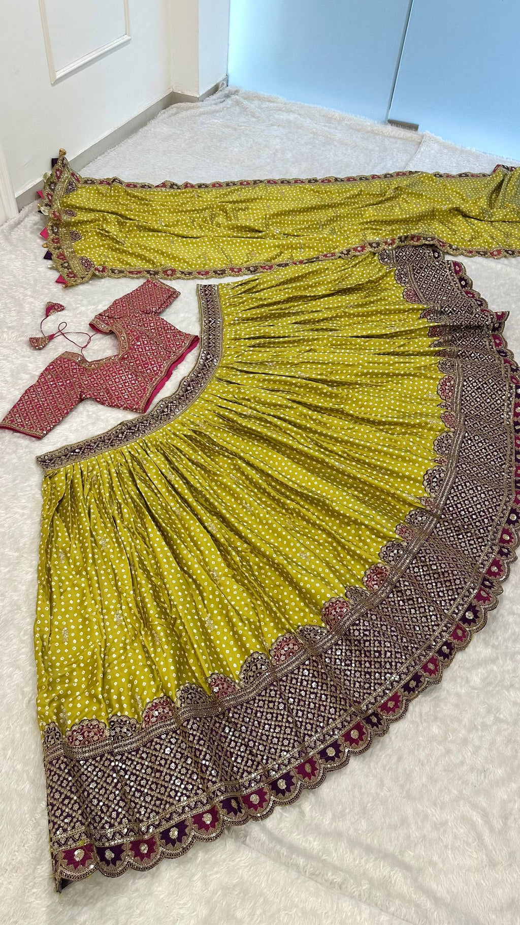 Vihana Gaji Silk Sequin Lehenga Choli with Dori & Thread Work, Thai Silk Blouse and Designer Dupatta