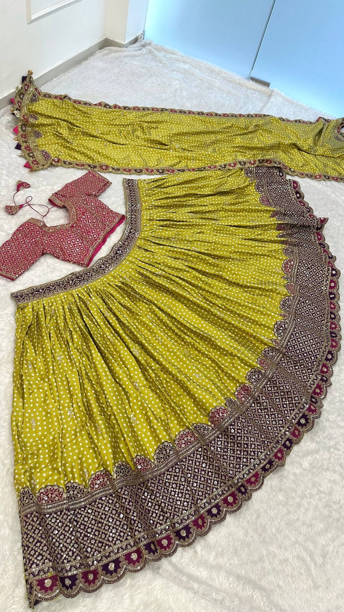Vihana Gaji Silk Sequin Lehenga Choli with Dori & Thread Work, Thai Silk Blouse and Designer Dupatta