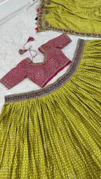 Vihana Gaji Silk Sequin Lehenga Choli with Dori & Thread Work, Thai Silk Blouse and Designer Dupatta