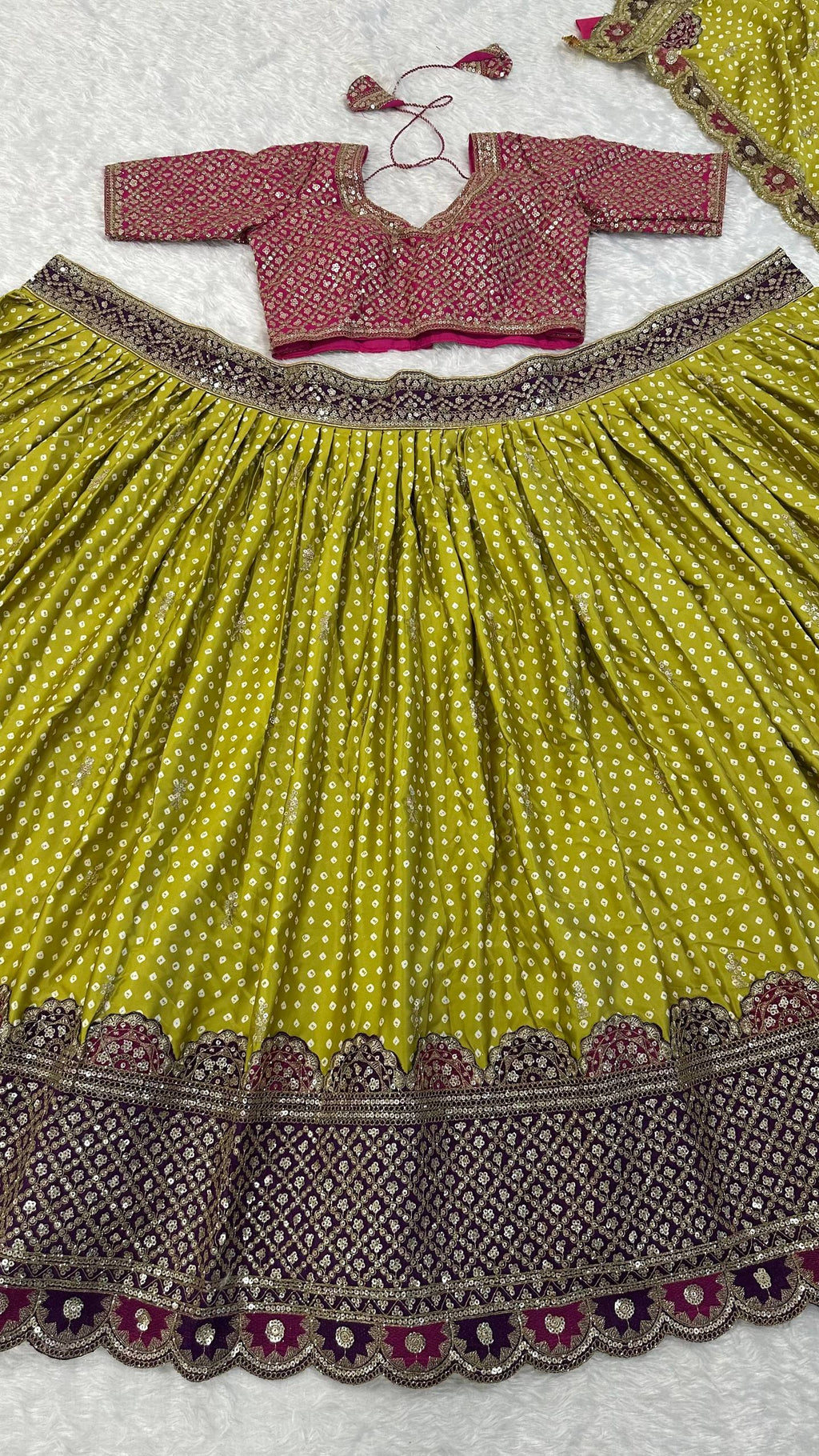 Vihana Gaji Silk Sequin Lehenga Choli with Dori & Thread Work, Thai Silk Blouse and Designer Dupatta