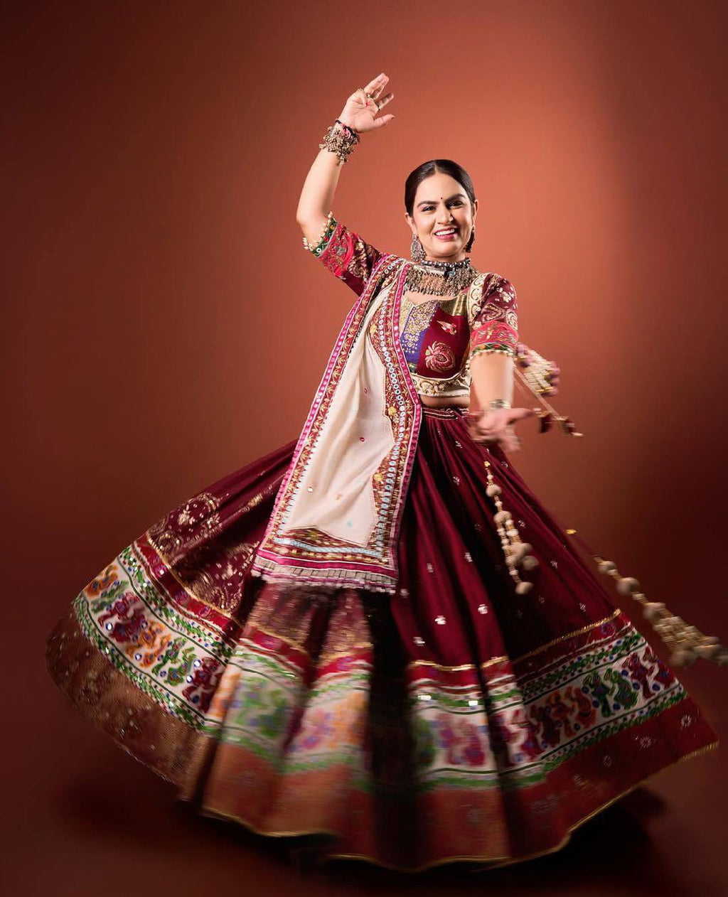 Vamika Muslin Cotton Digital Print Lehenga Choli with Real Mirror Work & Dupatta