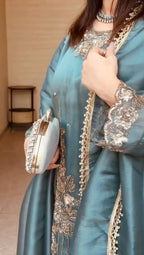 Luxury Farshi Suit with Embroidery Coding Thread Sequence Work