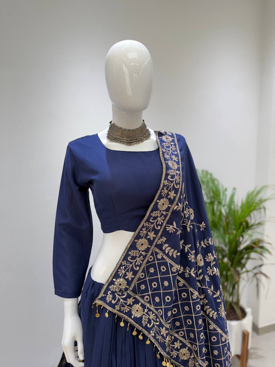 Avira Navratri Designer Rayon Lehenga Choli with 7 Meter Flair & Embroidered Mirror Work Dupatta