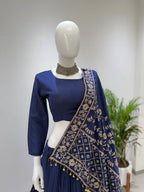 Avira Navratri Designer Rayon Lehenga Choli with 7 Meter Flair & Embroidered Mirror Work Dupatta