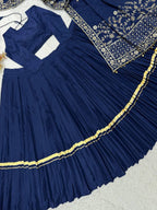 Avira Navratri Designer Rayon Lehenga Choli with 7 Meter Flair & Embroidered Mirror Work Dupatta