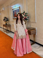 Eshaal Premium Fendy Silk Sequin Embroidered Kurti Palazzo Set with Organza Silk Dupatta