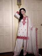 Elegant Ethnic Rayon Cotton Thread Work Suit Set