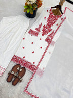 Elegant Ethnic Rayon Cotton Thread Work Suit Set