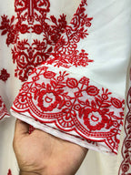 Elegant Ethnic Rayon Cotton Thread Work Suit Set
