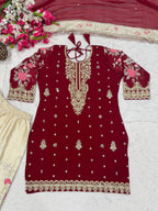 Elegant Embroidered Patiala Salwar Kameez with Georgette Dupatta Set