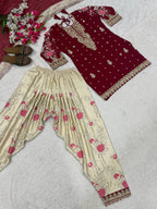 Elegant Embroidered Patiala Salwar Kameez with Georgette Dupatta Set