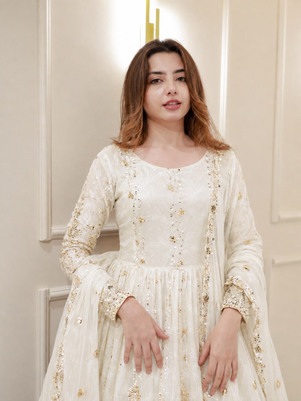 Naayra Embroidered Gown Pant Dupatta Set with Heavy Sequin Work, Festive Party Wear Style