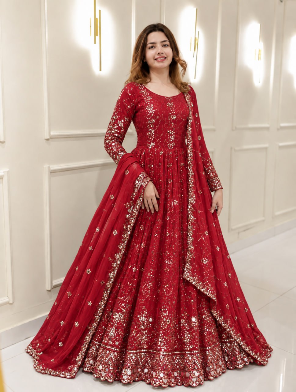 Naayra Embroidered Gown Pant Dupatta Set with Heavy Sequin Work, Festive Party Wear Style