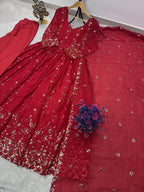 Naayra Embroidered Gown Pant Dupatta Set with Heavy Sequin Work, Festive Party Wear Style
