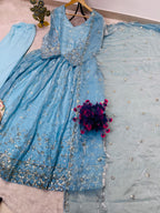 Naayra Embroidered Gown Pant Dupatta Set with Heavy Sequin Work, Festive Party Wear Style