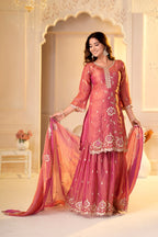 Zehra Fendy Silk Designer Sharara Suit with Multi Embroidery & Sequin Work, Fully Stitched Sharara and Matching Dupatta