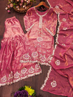 Zehra Fendy Silk Designer Sharara Suit with Multi Embroidery & Sequin Work, Fully Stitched Sharara and Matching Dupatta