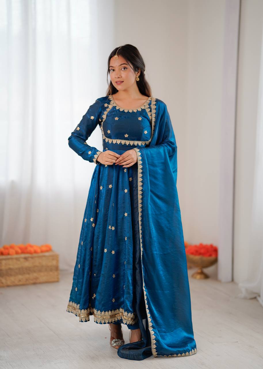 Luxury Embroidered Gown Dress with Designer Dupatta