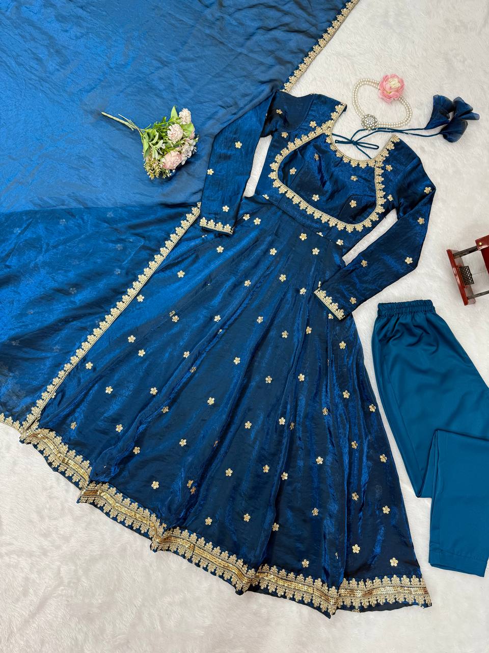 Luxury Embroidered Gown Dress with Designer Dupatta