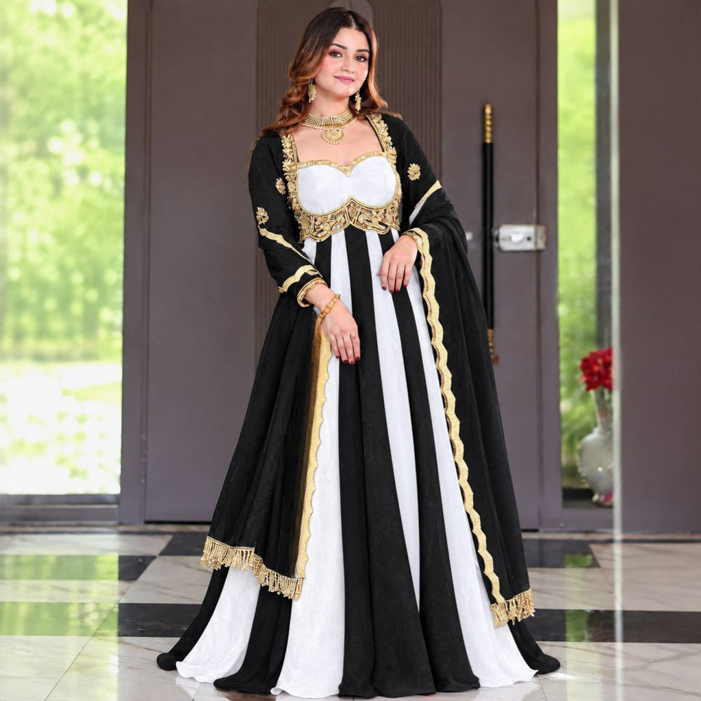 Virellia Designer Heavy Fandy Silk Anarkali Suit with 3mm Sequin & Embroidery Work Dupatta