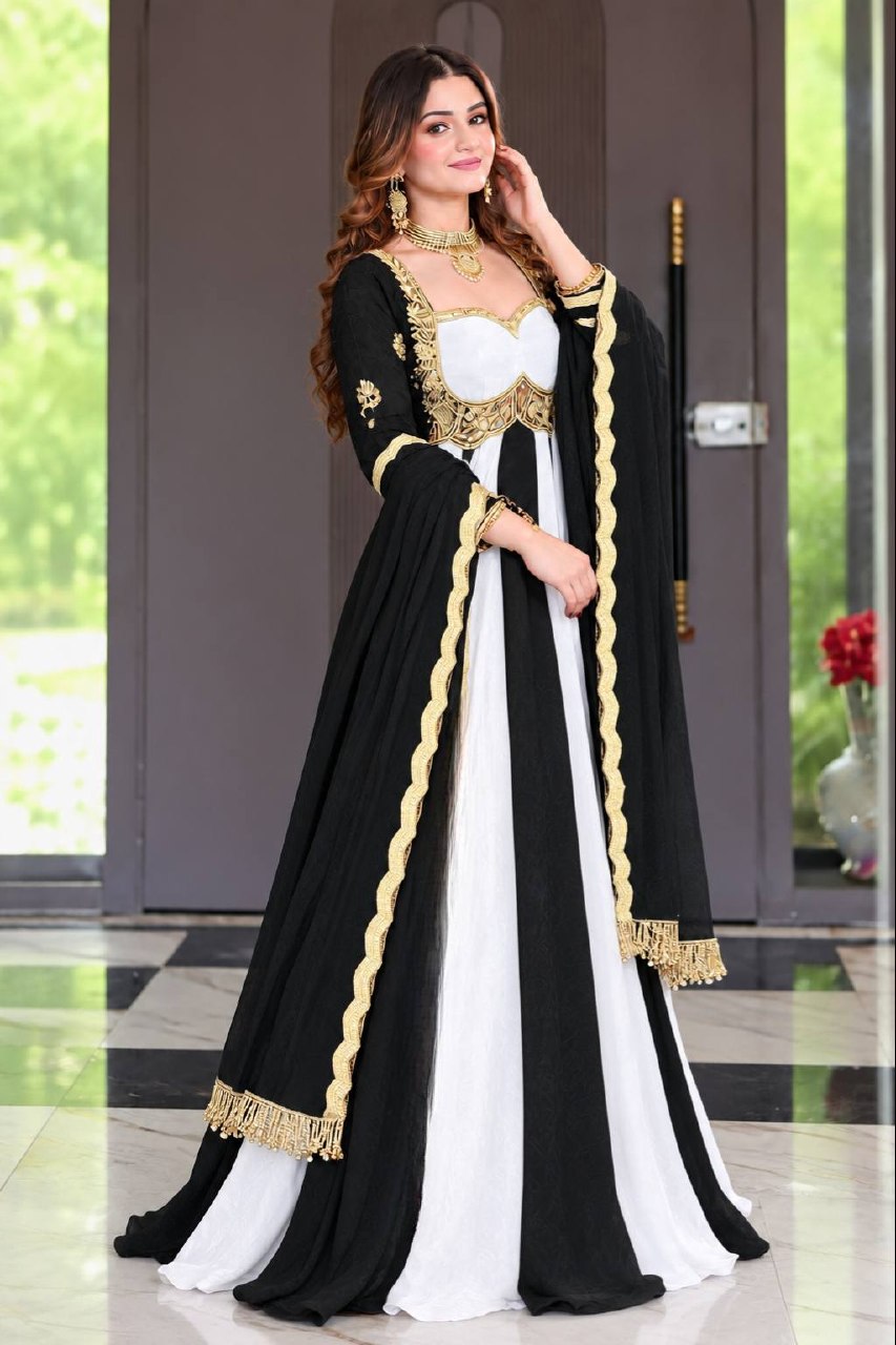 Virellia Designer Heavy Fandy Silk Anarkali Suit with 3mm Sequin & Embroidery Work Dupatta