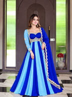 Virellia Designer Heavy Fandy Silk Anarkali Suit with 3mm Sequin & Embroidery Work Dupatta