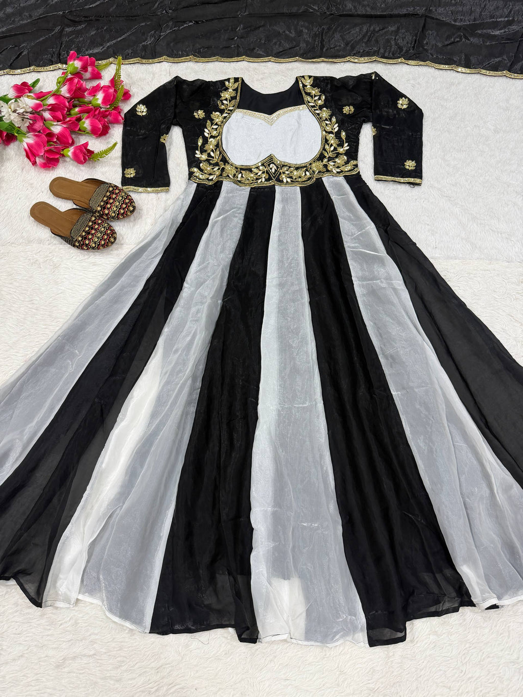 Virellia Designer Heavy Fandy Silk Anarkali Suit with 3mm Sequin & Embroidery Work Dupatta