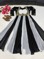 Virellia Designer Heavy Fandy Silk Anarkali Suit with 3mm Sequin & Embroidery Work Dupatta