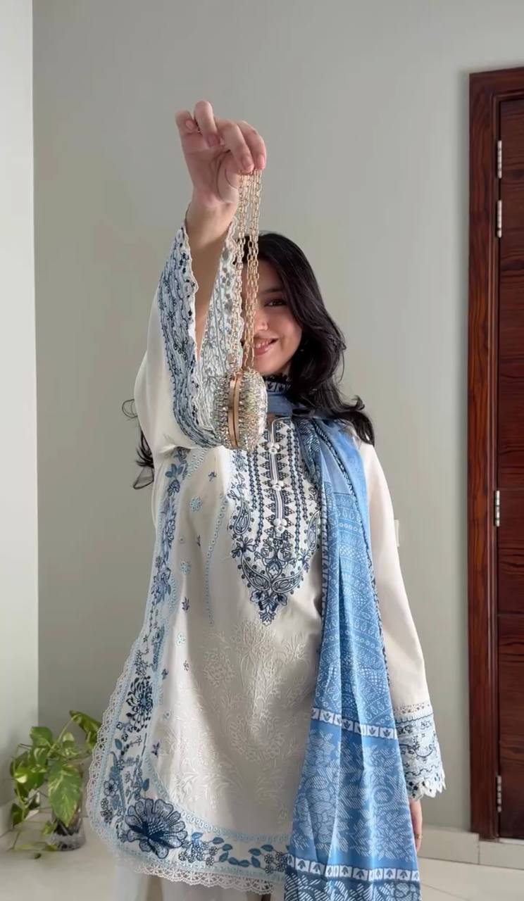 Zareen Noor Designer Satin Rayon Farshi Palazzo with Digital Print Dupatta